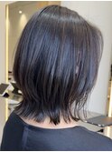 表参道白髪ぼかし切りっぱなしボブレイヤーボブグレージュ40代