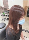 五反田美容院★ピンクベージュ、ブリーチなし、ツヤ艶セミロング