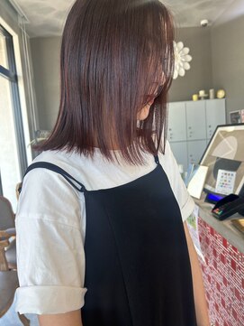 レド(LeDo) ワインレッド×ハイライト×切りっぱなし【四日市】