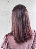 ピンクブラウン大人可愛い透明感カラーストレートロングヘア