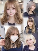 ★初ブリーチでも挑戦しやすいレイヤーカットミルクティーカラー