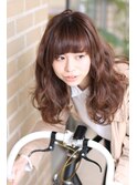 大人かわいい厚めバング*アンニュイカール*ルーズセミロング