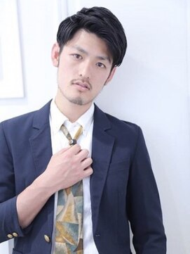 シェア 梅田 バイ ケーツー(SHARE 梅田 by k-two) オールバックネイビ-ブラック/ビジネスメンズカット/30代/40代