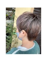 アオゾラヘアー フジサキグウ(AOZORA HAIR FUJISAKIGU) ハイトーンショート×ベビーバング