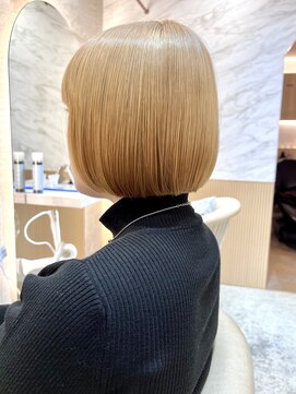 ロンド エスポワール 錦糸町(Lond espoir) 〇ハイトーンダブルカラーミルクティーベージュ切りっぱなしボブ