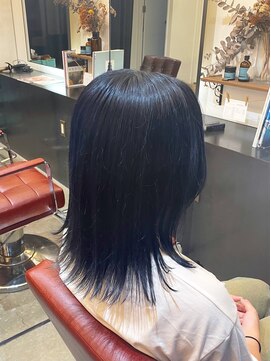 ヘアー ラボ(hair labo) Wカラー　ネイビー　前髪あり