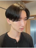 透明感ブルーブラックブリーチなし艶感カラーメンズカラー