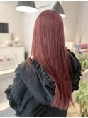 柔らかくすみピンク×ストレートロング