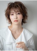 オレンジベージュウェットヘア抜け感ウルフカットu志木20代30代