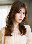 ☆レイヤーカット毛先ワンカールくせ毛風カール薄めバングデジパ
