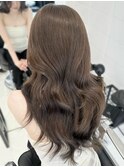 M黒髪小顔ヘアオリーブグレー艶髪クラゲヘアーココアベージュ