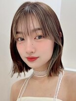 ルート 南堀江(route)&nbsp;ミディアムヘア/ハイライト/外ハネ/切りっぱなしボブ/透明感