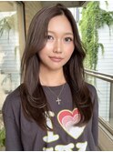原宿ハッシュカットミディアムレイヤーカットチョコブラウン前髪