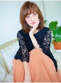 デザインカラー/シルキーベージュ/グレージュカラー/斜めバング