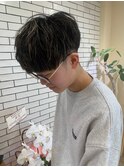 ハイライト 爽やかナチュナルソフトツーブロックマッシュ