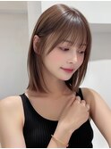 ミディアム 顔周りカット 髪質改善 20代 ボブ ベージュカラー