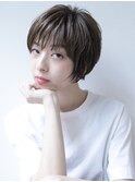 シアーベージュストレート☆#斜めバング#デザインカラー