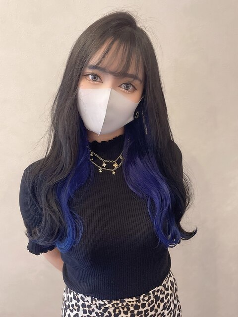 【横浜/Afinar】韓国風インナーカラー×ディープブルー