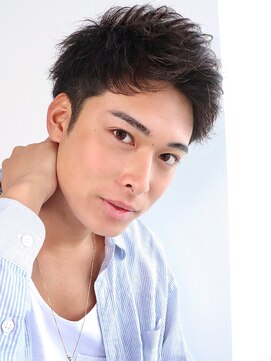 オーシャントーキョーオーバー 渋谷(OCEAN TOKYO OVER) スーツ短髪ツーブロック束感モテるパーママッシュ黒髪ショート