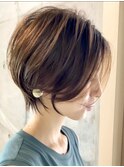 大人おしゃれ女子ウルフヘア20代30代40代50代丸みショートボブ