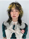 ブリーチパーマデザインカラーウルフレイヤーカット