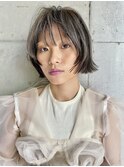 シースルーバング☆マロンベージュ☆切りっぱなし☆レイヤーボブ