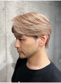 センターパート/ウルフ/ミルクティーベージュ/メンズハイトーン