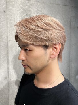 アンサム 下北沢店(UNSOME) センターパート/ウルフ/ミルクティーベージュ/メンズハイトーン