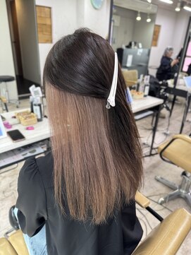 アジールヘア 所沢プロペ通り店(agir hair) インナーカラーミルクティーベージュくびれヘア夏所沢韓国
