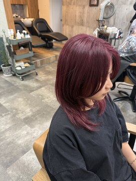 カーキヘアリンク(khaki hair link) ワンブリーチでつくるチェリーレッド