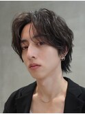 メンズセンターパート七三分けパートニュアンスパーマ刈り上げ