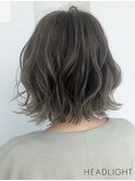 ウルフレイヤーボブオリーブグレーオリーブグリーンハイライト