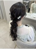 ツイン編みおろしポニー