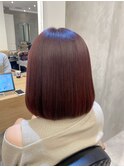小顔セミウェットウェーブピンクベージュハイライトカラー