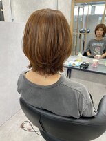 ヘアサロン ドットプラス 町田店(dot. plus)&nbsp;軽め切りっぱなしボブ前髪/マチルダボブ/ピンクベージュ