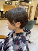 ショートボブインナーカラー白髪ぼかしハイライト