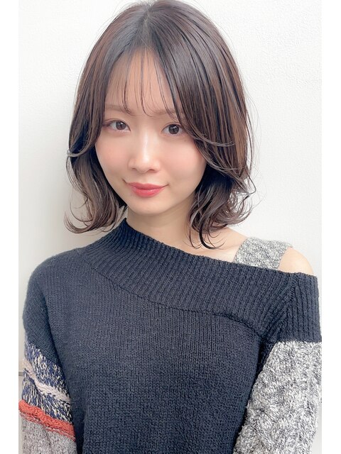 ★BERRYボブ美髪ピンクブラウンナチュラルレイヤー小顔ヘア艶髪