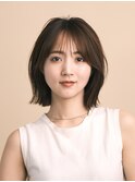 ボブ　外ハネボブ　くびれヘア　夏　縮毛矯正　ハイライトカラー