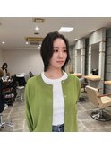 ぱつっとボブ/扱いよく/簡単スタイリング/オリーブグレージュ