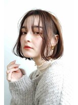 ムウ 難波(MOU) ボブクールショート前髪イメチェンピンクベージュ30代40代50代