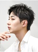 ビジネスメンズショートリクルート七三かき上げヘアツーブロック