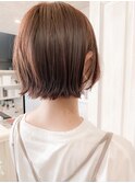 福山イルミナカラー人気caary外ハネボブ/ピンクベージュ
