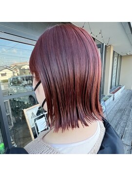 ミル(1001 mille) ブリーチ無しのピンクカラーボブ【1001mille】