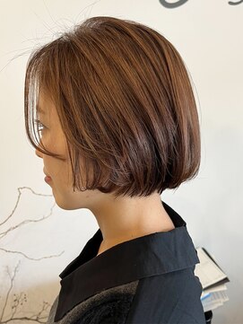 レポヘアー(Repos hair) 大人美人イメチェン大人丸みボブこなれヘアチェリーブラウン