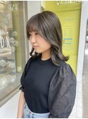 外ハネくびれボブ×オリーブアッシュ