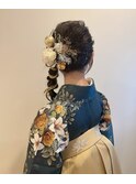 大人可愛い卒業ヘア◎水引&ドライフラワーで彩る一日