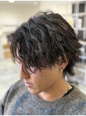 「金沢メンズ」ミニウルフ縦落ちパーマ