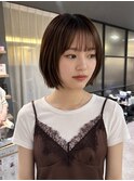 切りっぱなしボブレイヤーボブ髪質改善20代30代面長銀座