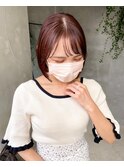 オレンジカラー暖色レッドボブミニボブ暖色系カラーイルミナ