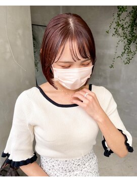 テトヘアー(teto hair) オレンジカラー暖色レッドボブミニボブ暖色系カラーイルミナ